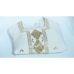 Jebba tunisienne beige et dorée brodée Jebba tunisienne beige et dorée brodée